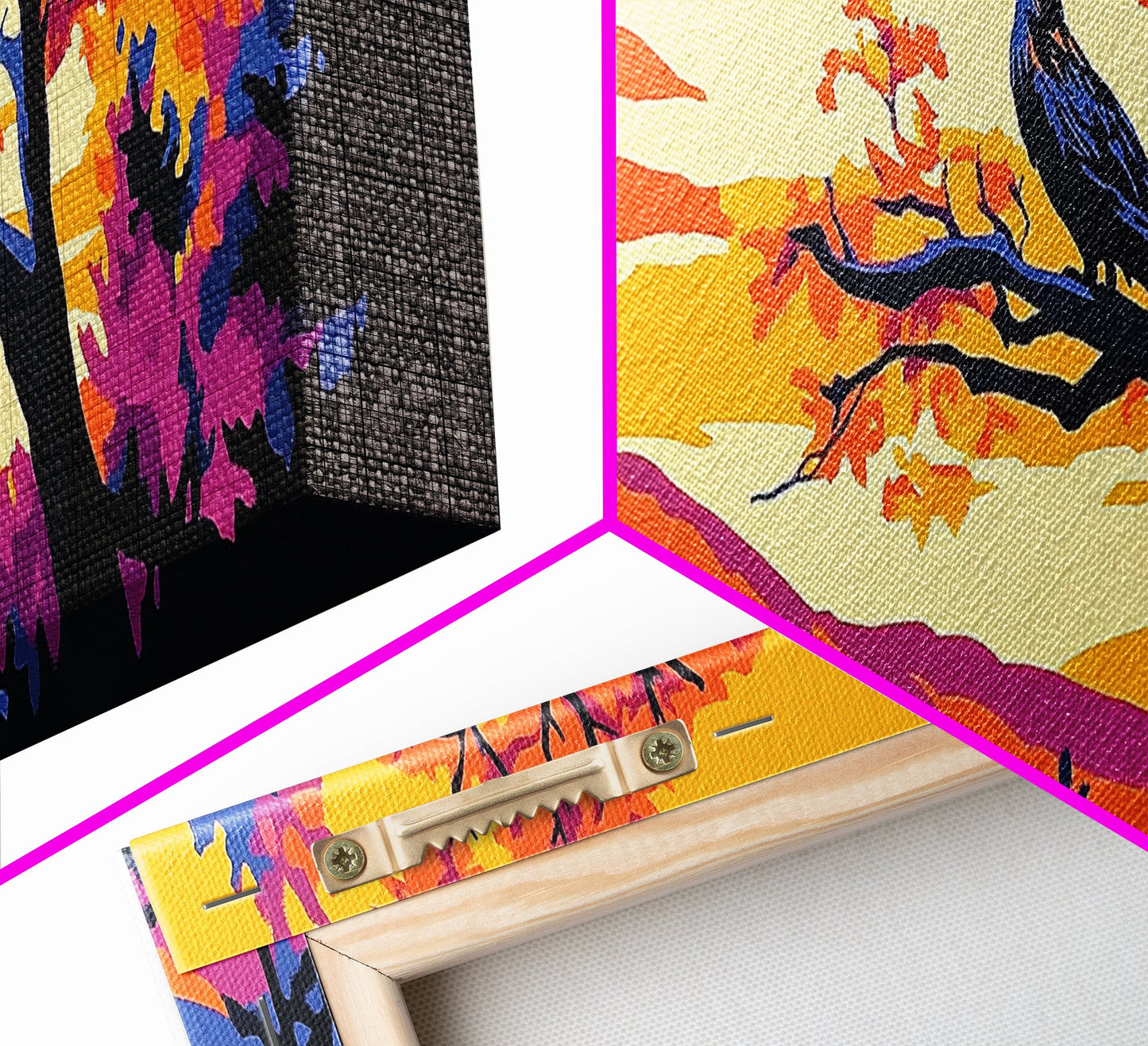 Majestic Eagle, Autumn Tree Wall Art, Wildlife Nature Print, Mountain Wall Decor, Framed Canvas Print, Living Room Art, Boho