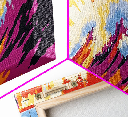 Ocean Wave, Sunset Surf, Coastal Energy, Canvas Print, Beach Wall Art, Bold Seascape, Vibrant Home Decor, Surfing Aesthetic