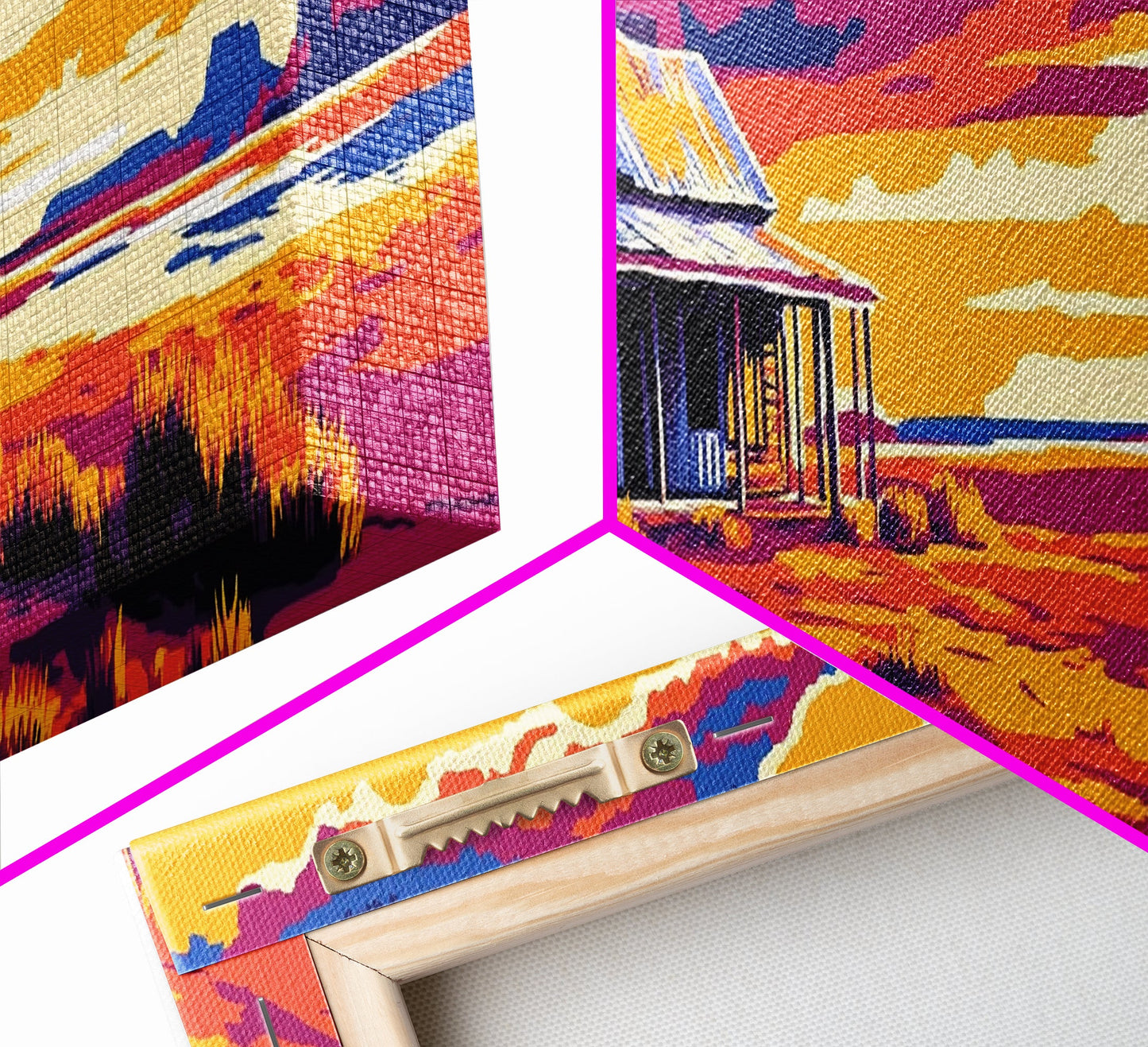 Desert Cabin, Western Landscape, Rustic Retreat, Canvas Print, Southwest Home Decor, Vibrant Colors, Country Wall Art, Warm Tones