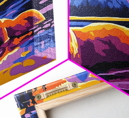 Otter Painting, Wildlife Wall Art, Nature Print, Framed Canvas Print, Rustic Home Decor, Colorful Animal Art, Boho Art, Fall Vibes