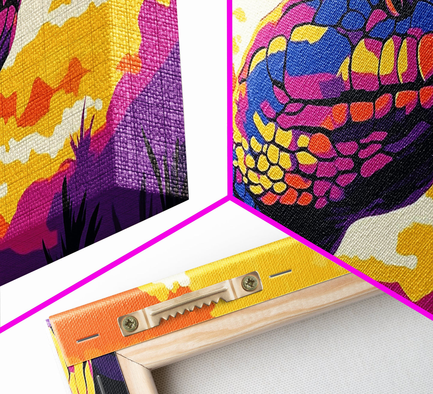 Vibrant Snake, Sunset Wildlife, Colorful Reptile, Nature Art, Framed Canvas Print, Boho Home Decor, Living Room Wall Art, Wildlife Gift