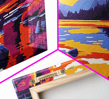 Cliffside Sunset, Dramatic Coast, Serene Waters, Canvas Print, Nature Wall Art, Vibrant Landscape, Boho Decor, Relaxing Atmosphere