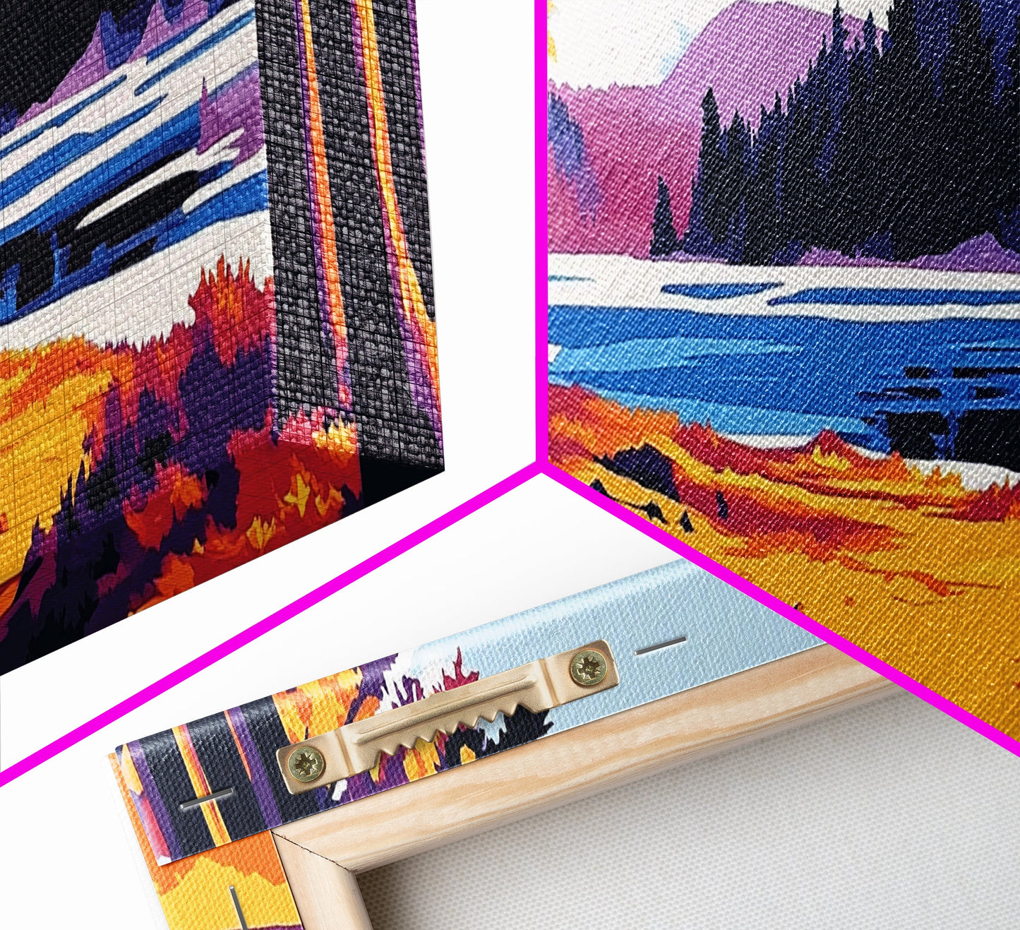 Autumn Forest, Lake View, Rustic Cabin Decor, Nature Lover Print, Fall Season Art, Framed Canvas Print, Cozy Living Room Wall Art