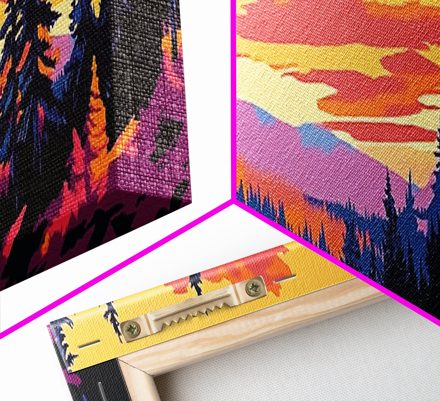 Pine Tree Landscape, Autumn Wilderness Art, Cozy Nature Decor, Warm Sunset Tones, Rustic Cabin Accent, Woodland Aesthetic, Canvas Print