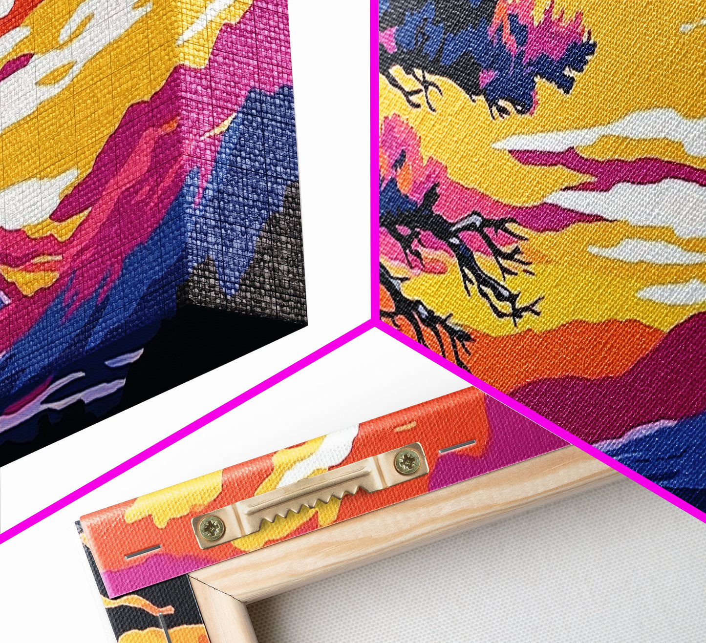 Lone Tree Art, Sonnenuntergangslandschaft, Naturwanddeko, Bergblick, Rustikale Wohnkunst, Südwest-Ästhetik, Großes Wandbild, Leinwanddruck