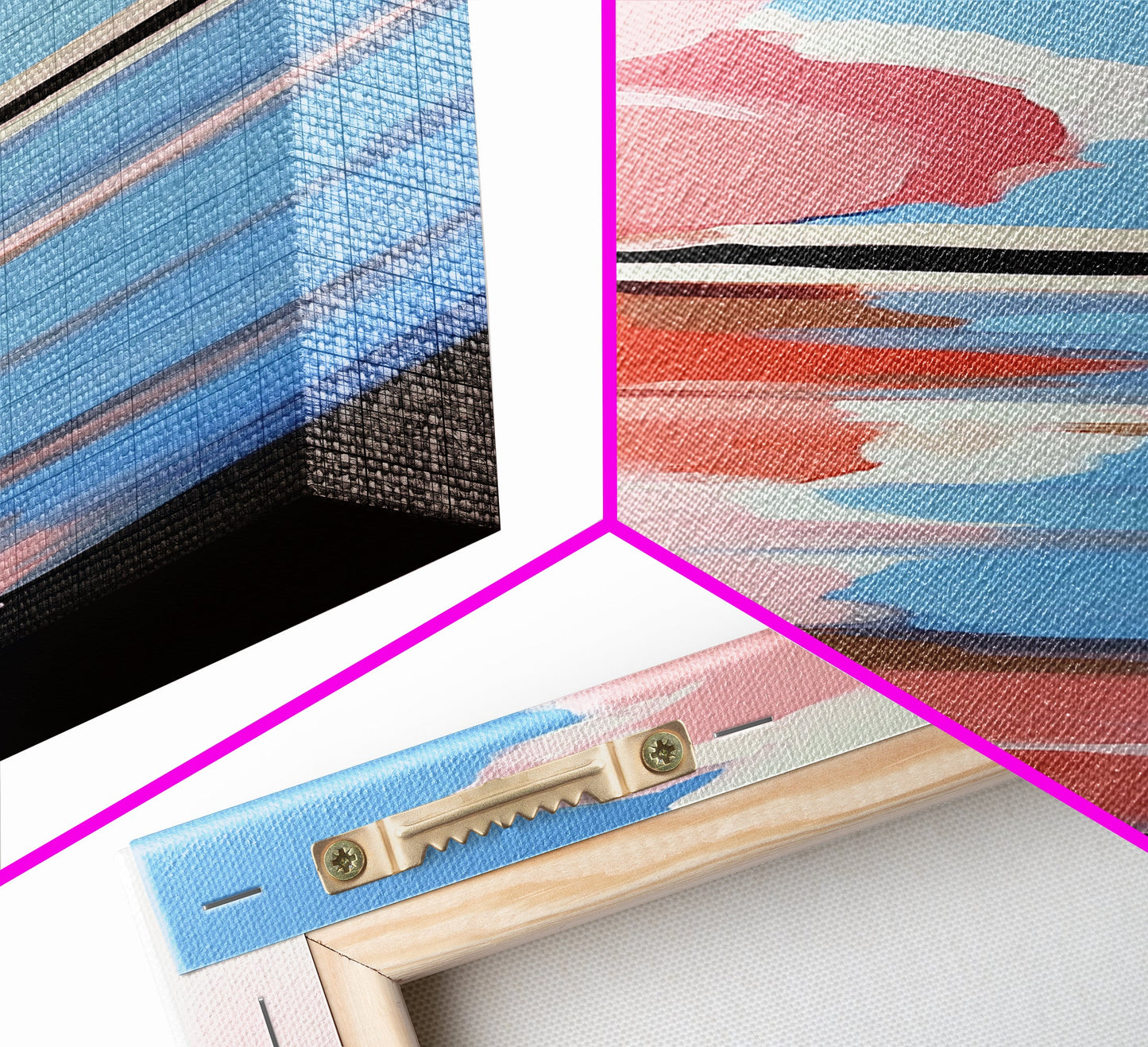 Pink Clouds, Water Reflection, Abstract Horizon, Framed Canvas Print, Modern Art, Living Room Decor, Minimalist Aesthetic, Pastel Print