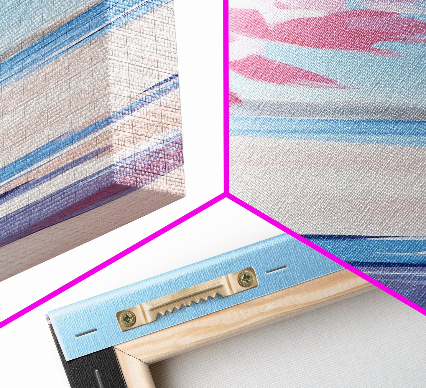 Blossom Beach, Floral Coastal Art, Pink and Blue Decor, Modern Seascape, Romantic Spring Aesthetic, Dreamy Nature Scene, Canvas Print