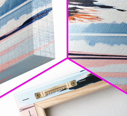 Misty Forest View, Tranquil Lake Painting, Atmospheric Nature Art, Minimalist Tree Reflection, Cozy Cabin Decor, Framed Canvas Print