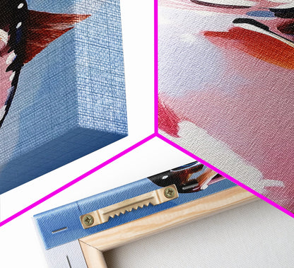 Trout Fish Art, Rustic Fishing Decor, Nature Wildlife Painting, Modern Minimalist Blue, Cabin Lodge Wall Art, Canvas Print