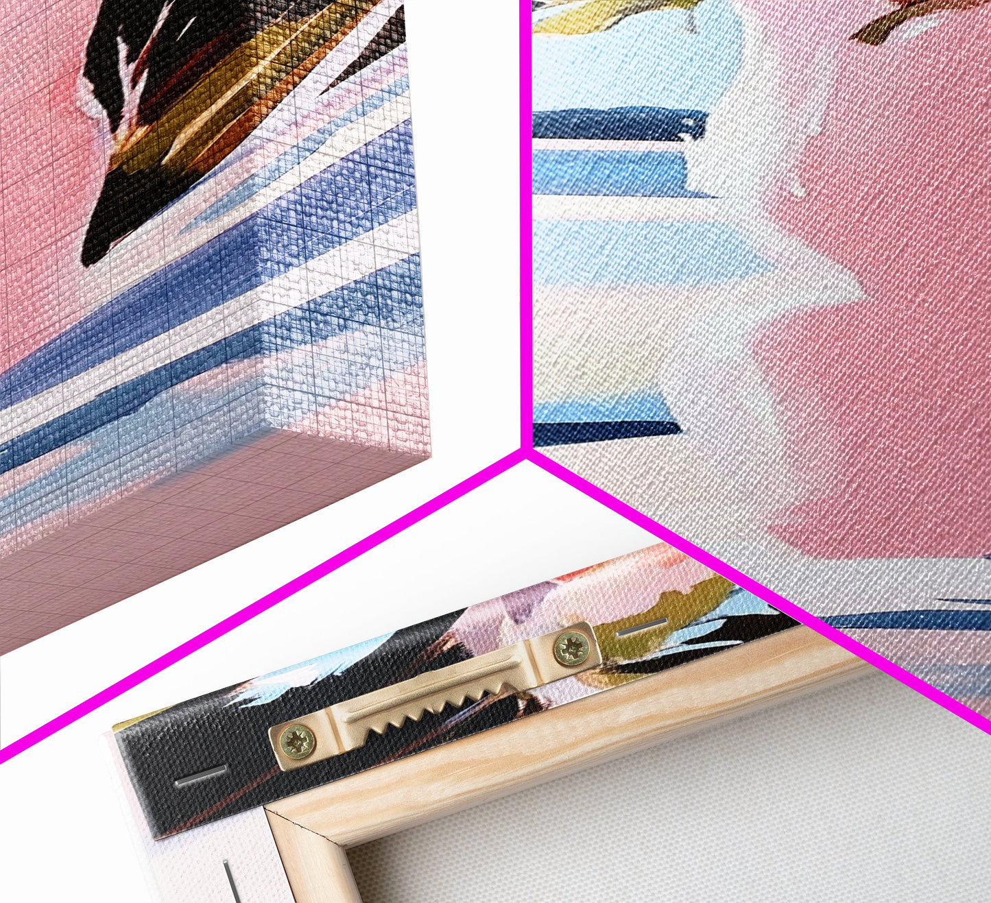 Tropical Floral Wall Art, Pink Flowers Painting, Nature Inspired Decor, Boho Bedroom Art, Aesthetic Wall Art, Framed Canvas Print