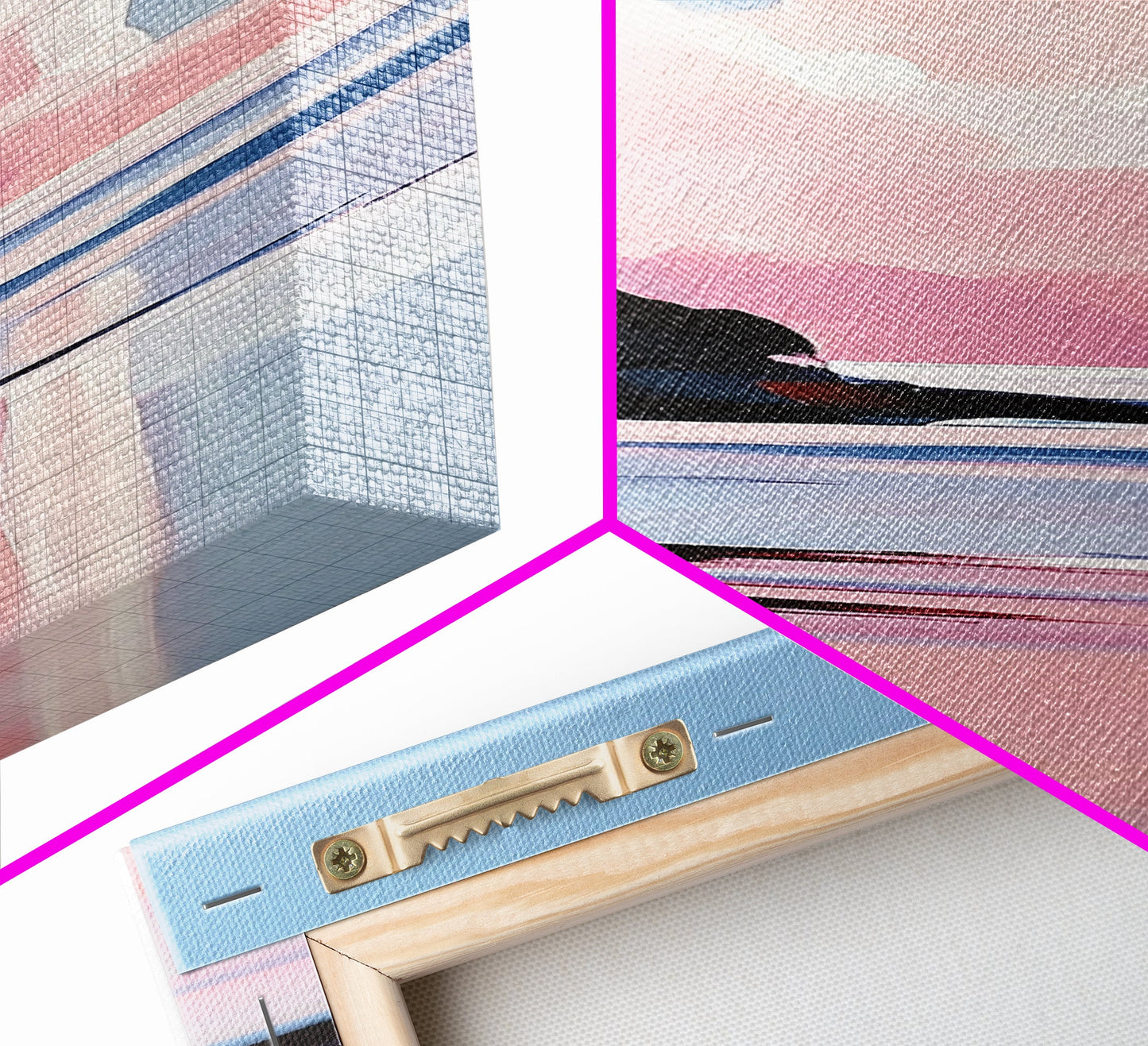 Pink Cloud, Dreamy Landscape, Soft Color Art, Aesthetic Sky, Boho Home Decor, Tranquil Seascape, Bedroom Wall Art, Framed Canvas Print