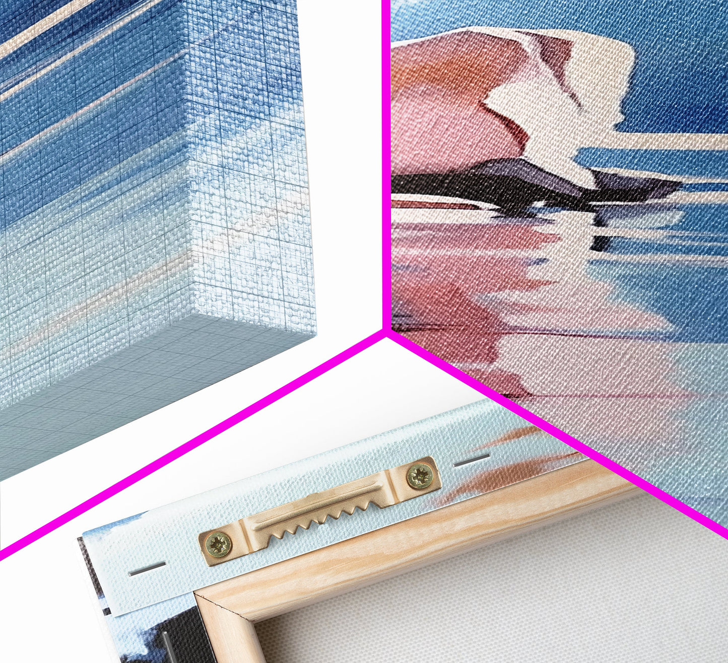 Reflective Landscape, Framed Canvas Print, Surreal Wall Art, Contemporary Home Decor, Living Room Wall Art, Minimalist Coastal Vibes