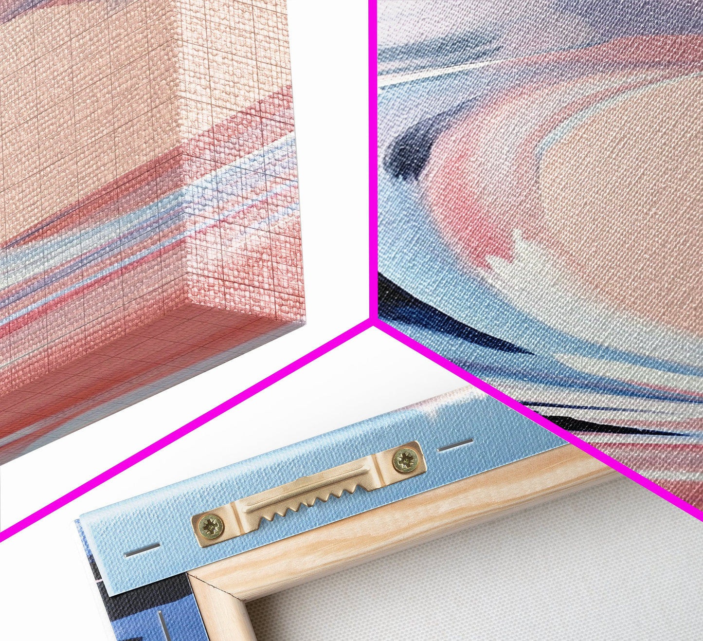 Pink Wave, Ocean Motion, Abstract Surf, Framed Canvas Print, Coastal Wall Art, Living Room Wall Art, Minimalist Aesthetic, Beach Vibes