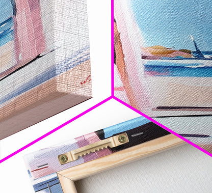 Ocean View, Beach Window, Coastal Reflection, Framed Canvas Print, Dreamy Seaside Scene, Living Room Wall Art, Minimalist Beach House