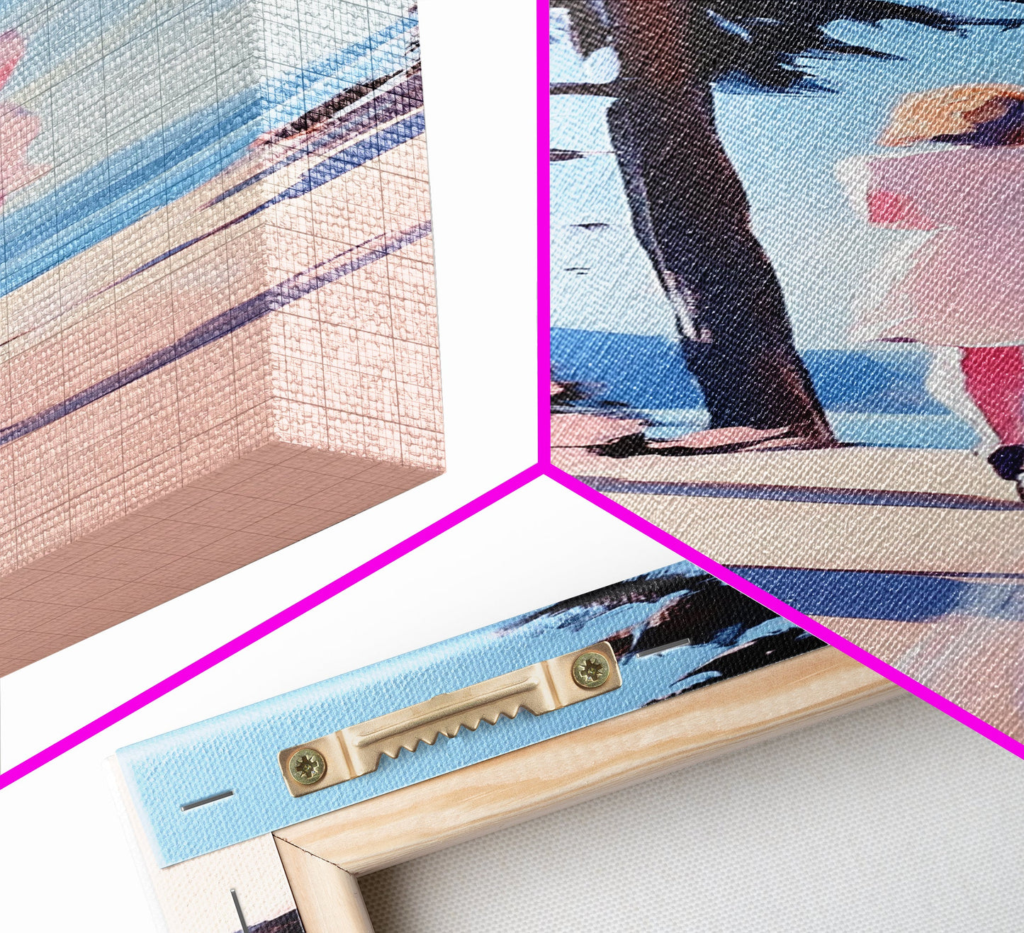 Walking Alone, Pink Dress, Scenic Art, Framed Canvas Print, Minimalist Wall Art, Nature Painting, Bedroom Decor, Boho Art, Gift