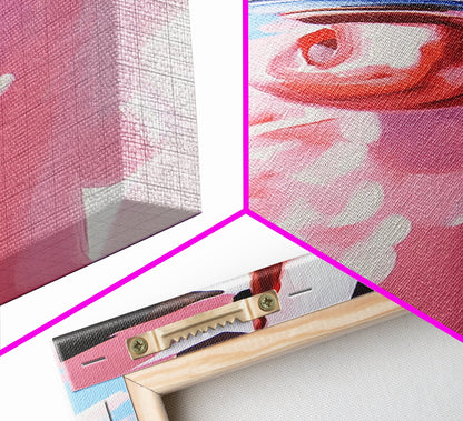 Pink Rope, Nautical Charm, Coastal Decor, Canvas Print, Boho Wall Art, Minimalist Painting, Ocean Art, Pastel Tones, Gift, Blue