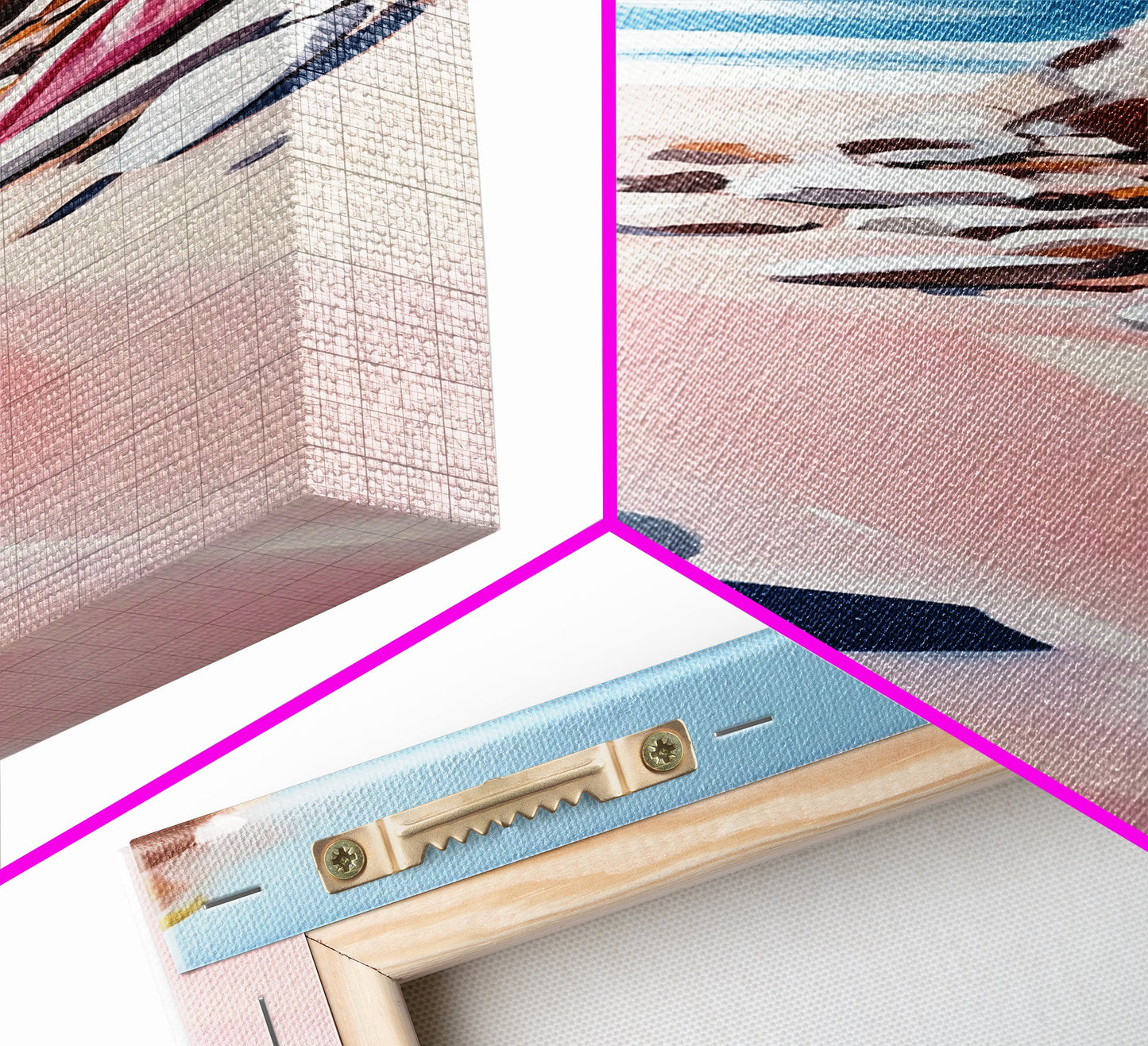 Sandy Beach, Coastal Escape, Ocean Bliss, Canvas Print, Beach House Decor, Minimalist Painting, Living Room Wall Art, Gift, Blue