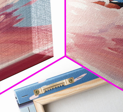 Ocean Splash, Surfer Girl, Dynamic Beach Art, Coastal Living, Vibrant Water Painting, Energetic Waves, Framed Canvas Print