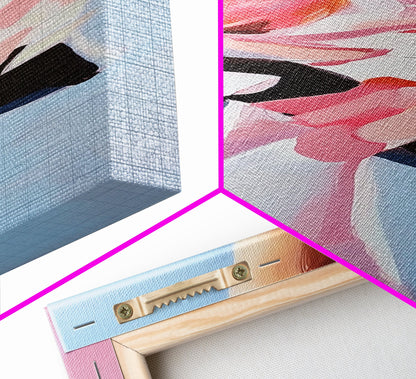 Pink Flowers, Floral Elegance, Feminine Botanical Art, Chic Wall Decor, Romantic Aesthetic, Modern Bloom Painting, Framed Canvas Print