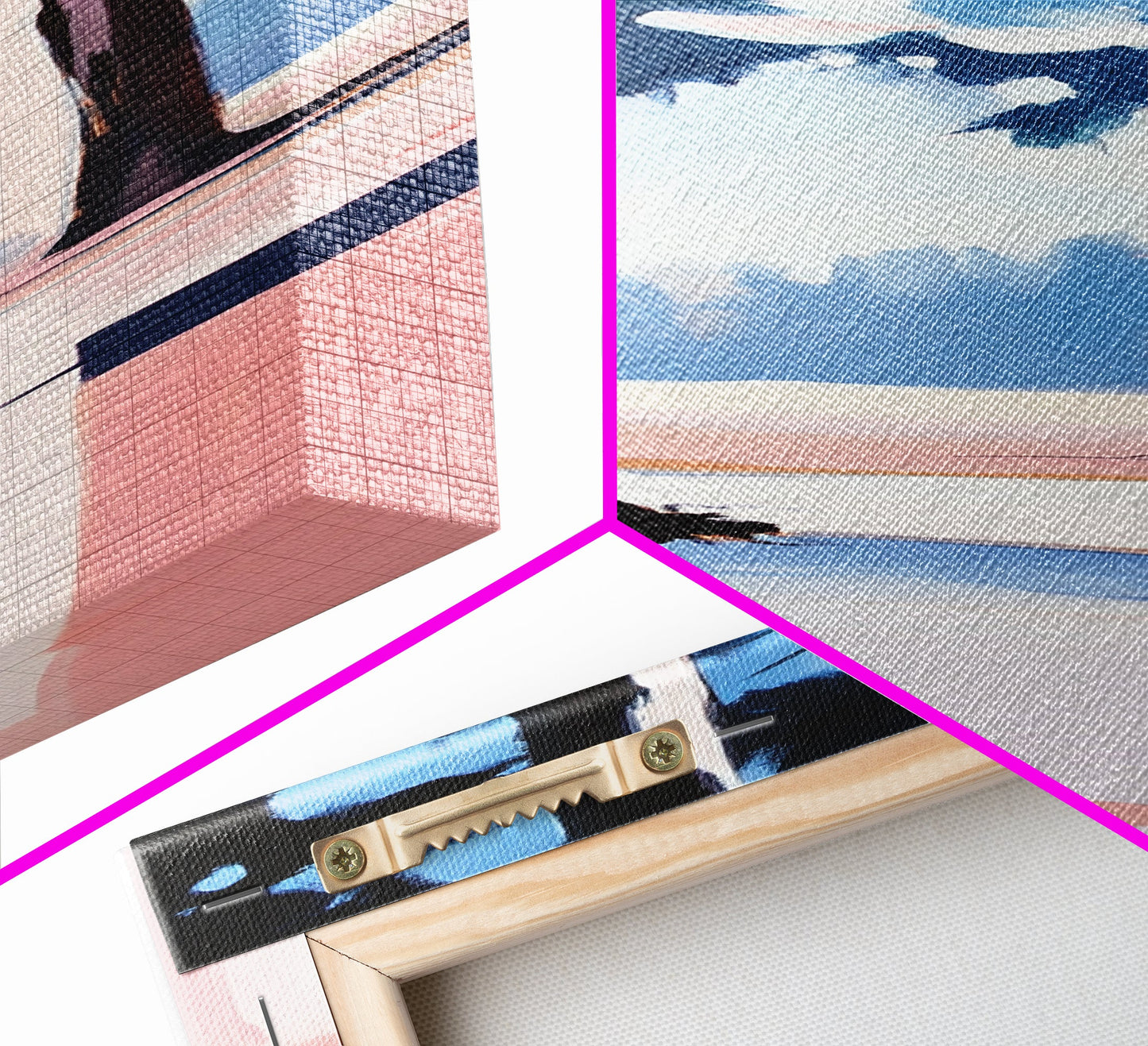 Kiefern, Waldspiegelungen, Ruhige Naturszene, Gerahmter Leinwanddruck, Minimalistische Landschaft, Wandbild mit Waldmotiv, Naturdekoration