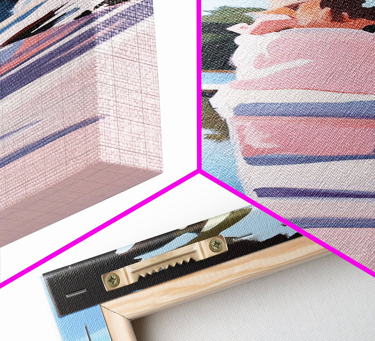 Woman by Water, Tranquil Scene, Framed Canvas Print, Serene Nature Art, Soft Pastel Aesthetic, Modern Minimalist, Dreamy Wall Decor