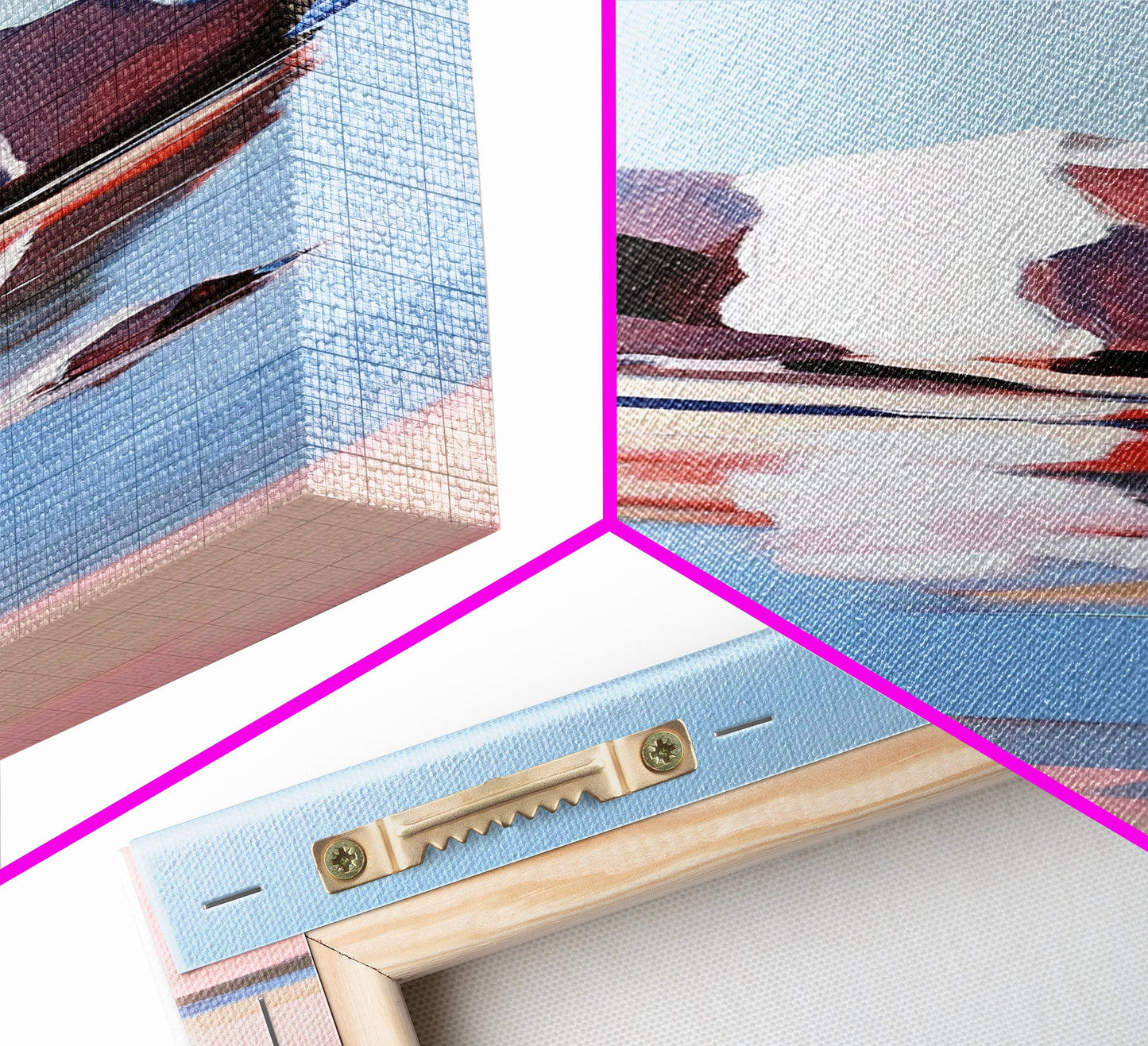 Zen-Reflexionen, vom Wasser inspirierte Kunst, minimalistische Strandszene, ruhiges Naturgemälde, entspannende Dekoration, moderner gerahmter Leinwanddruck