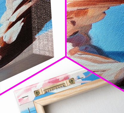 Blumenkranz, Boho-Chic-Kunst, zarte Pastellblumen, feminine Wanddekoration, frühlingshaftes Gemälde, gerahmter Leinwanddruck fürs Schlafzimmer