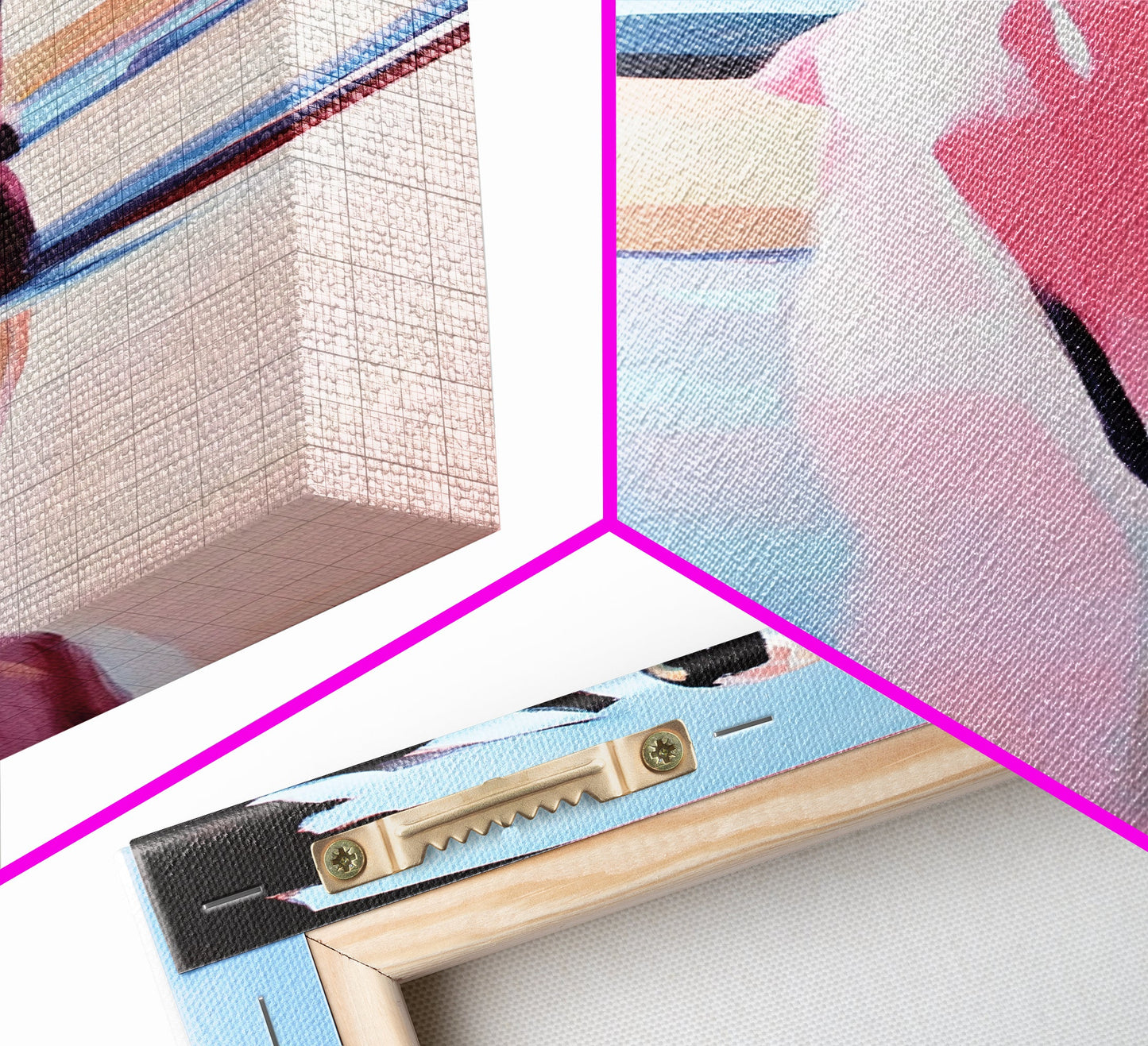 Ruhige Frau, Naturspiegelung, Zarte Pastellfarben, Friedliche Landschaft, Gerahmter Leinwanddruck, Minimalistische Kunst, Friedliche Wohndekoration