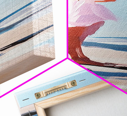 Serene Woman, Beach Reflection, Feminine Art, Framed Canvas Print, Coastal Aesthetic, Boho Minimalist, Bedroom Decor, Neutral Palette