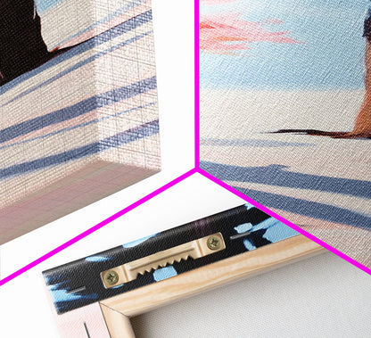 Floral Winter, Botanical Wall Art, Pink Flower Snow Scene, Nature-Inspired Artwork, Minimalist Forest Painting, Canvas Print, Office Wall Art