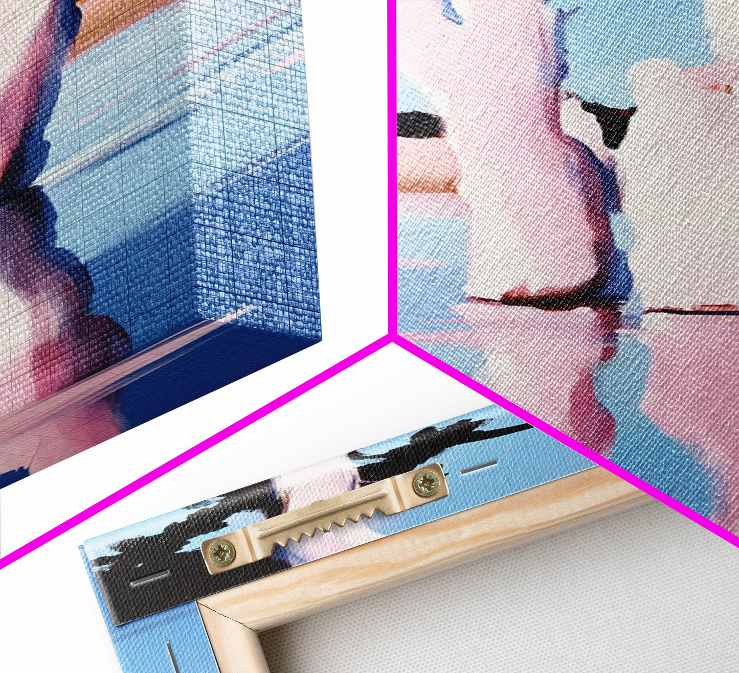 Pink Trees, Lake Reflection, Minimalist Nature, Calm Water Scene, Soft Pastel Wall Art, Tranquil Framed Canvas Print, Zen Home Decor