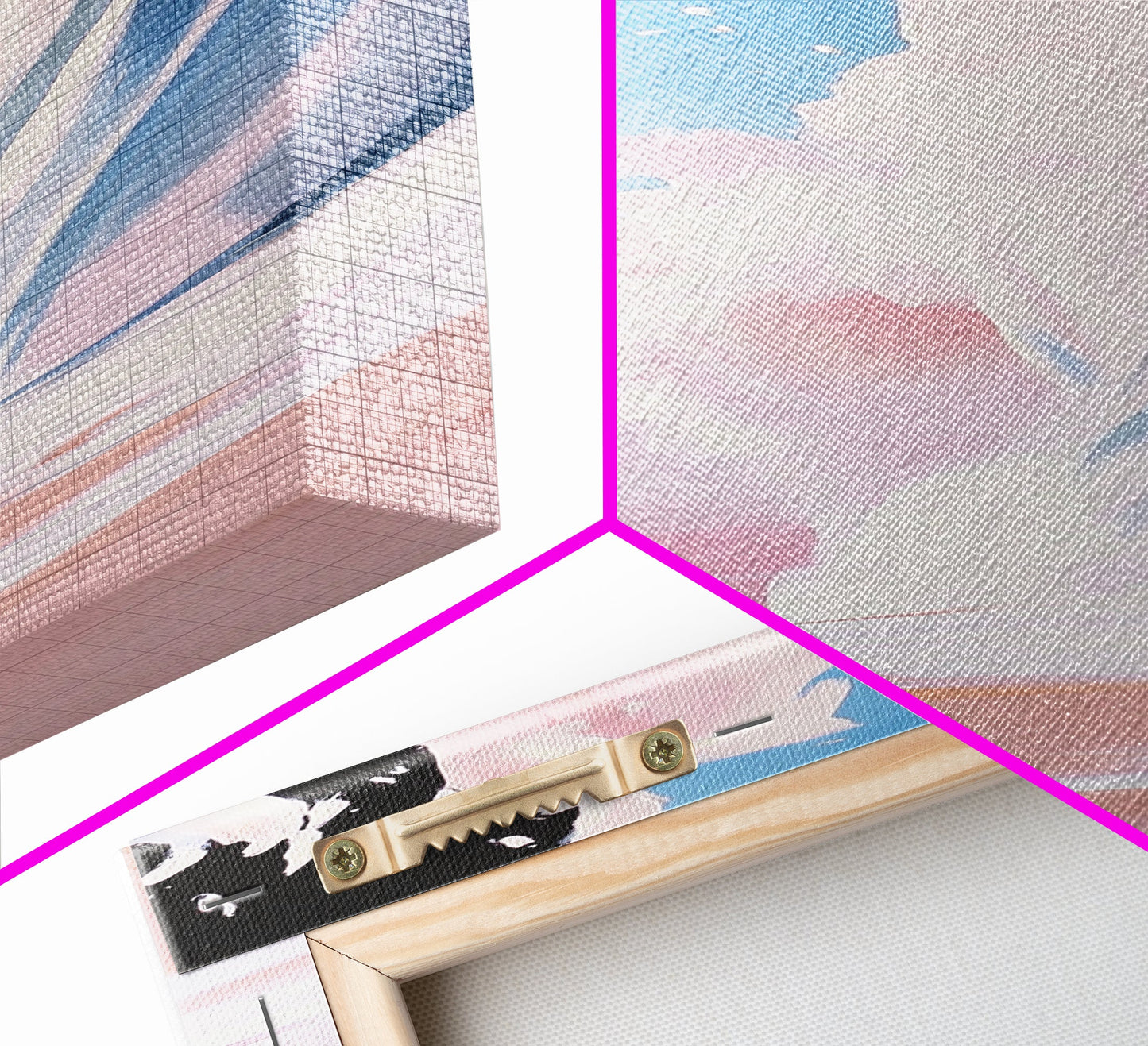 Ocean Wave, Beach Movement, Coastal Energy, Soft Pink Blue Seascape, Surf Lover Art, Modern Framed Canvas Print, Relaxing Wall Decor