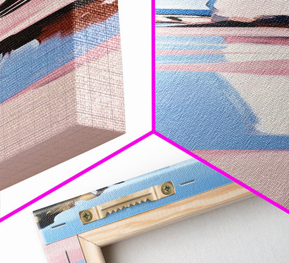 Rock Formation, Coastal Reflection, Ocean Landscape, Soft Pastel Seascape, Modern Boho Art, Nature Inspired Framed Canvas Print, Zen Decor