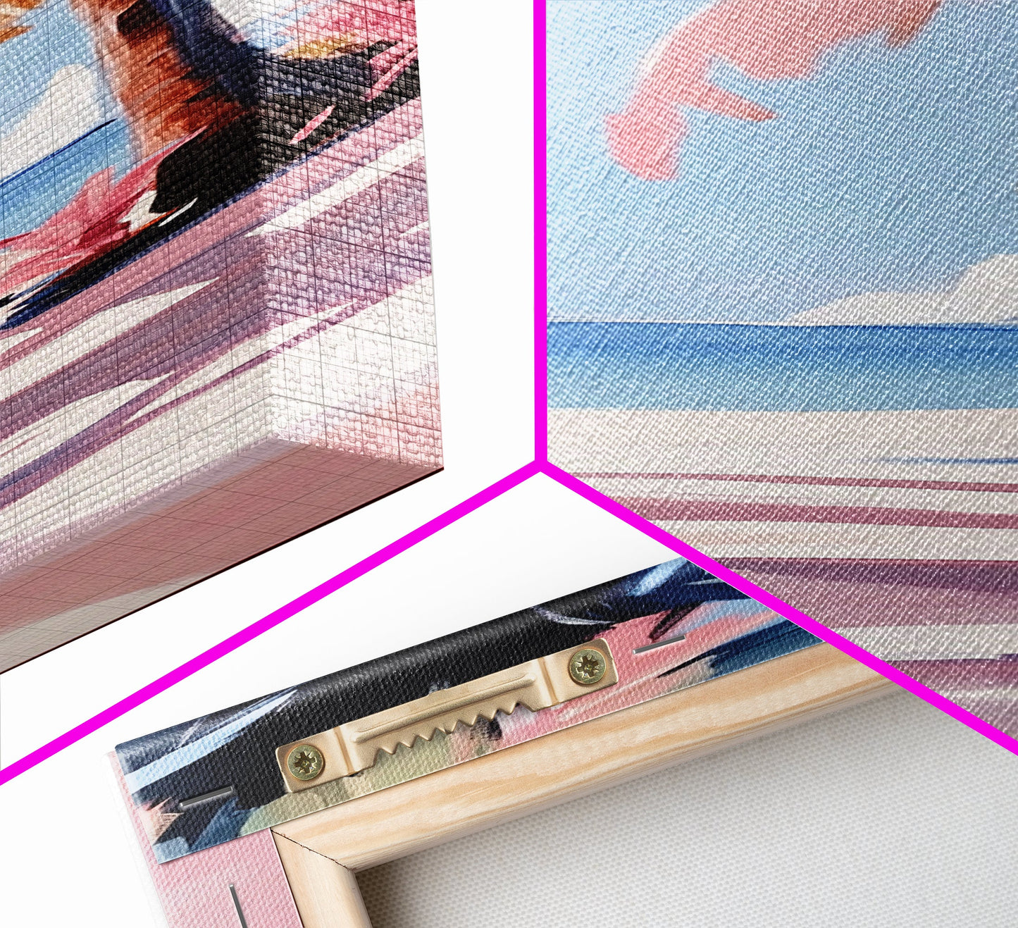 Palm Tree, Coastal Wall Art, Tropical Decor, Canvas Print, Beach House Art, Boho Aesthetic, Island Vibes, Blue and Pink Art, Relaxing Scene