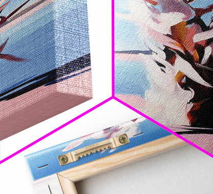 Desert Blossom, Modern Botanical, Pastel Wall Art, Canvas Print, Feminine Nature Decor, Soft Boho Aesthetic, Bedroom Wall Decor