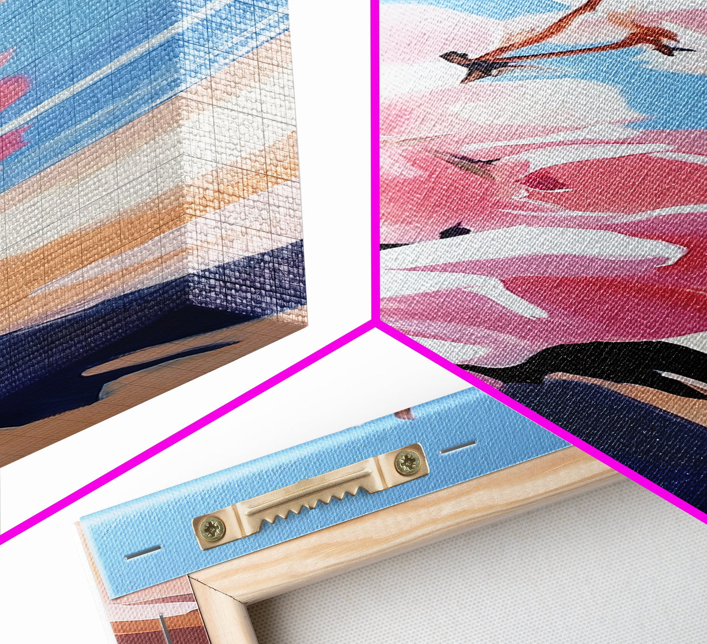 Pink Blooms, Floral Wall Art, Coastal Flower Decor, Living Room Print, Nature Art, Modern Botanical, Canvas Print, Minimalist Art