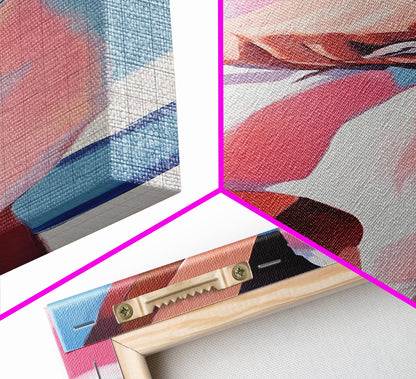 Elegant Woman, Fashion Illustration, Chic Wall Art, Framed Canvas Print, Pink and White, Modern Minimalist, Dressing Room Decor