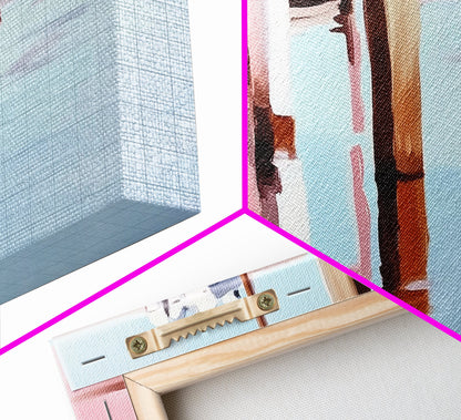 Docked Boats, Waterfront Scene, Canvas Print, Nautical Home Decor, Living Room Wall Art, Soft Pastel Aesthetic, Minimalist Seaside