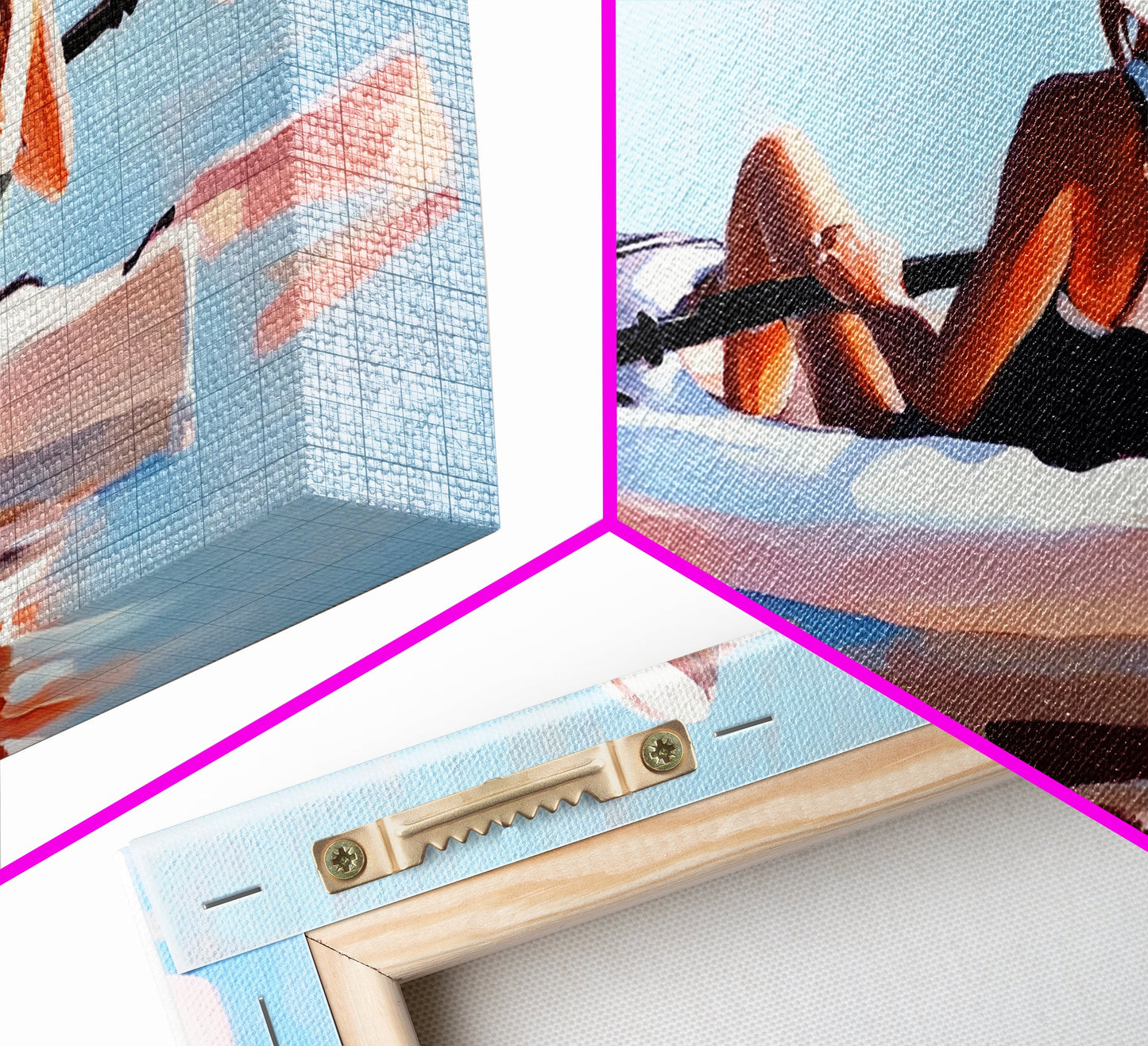 Kayaker, Summer Adventure, Water Sports Art, Canvas Print, Minimalist Wall Decor, Coastal Home Art, Boho Beach Painting, Modern Artwork