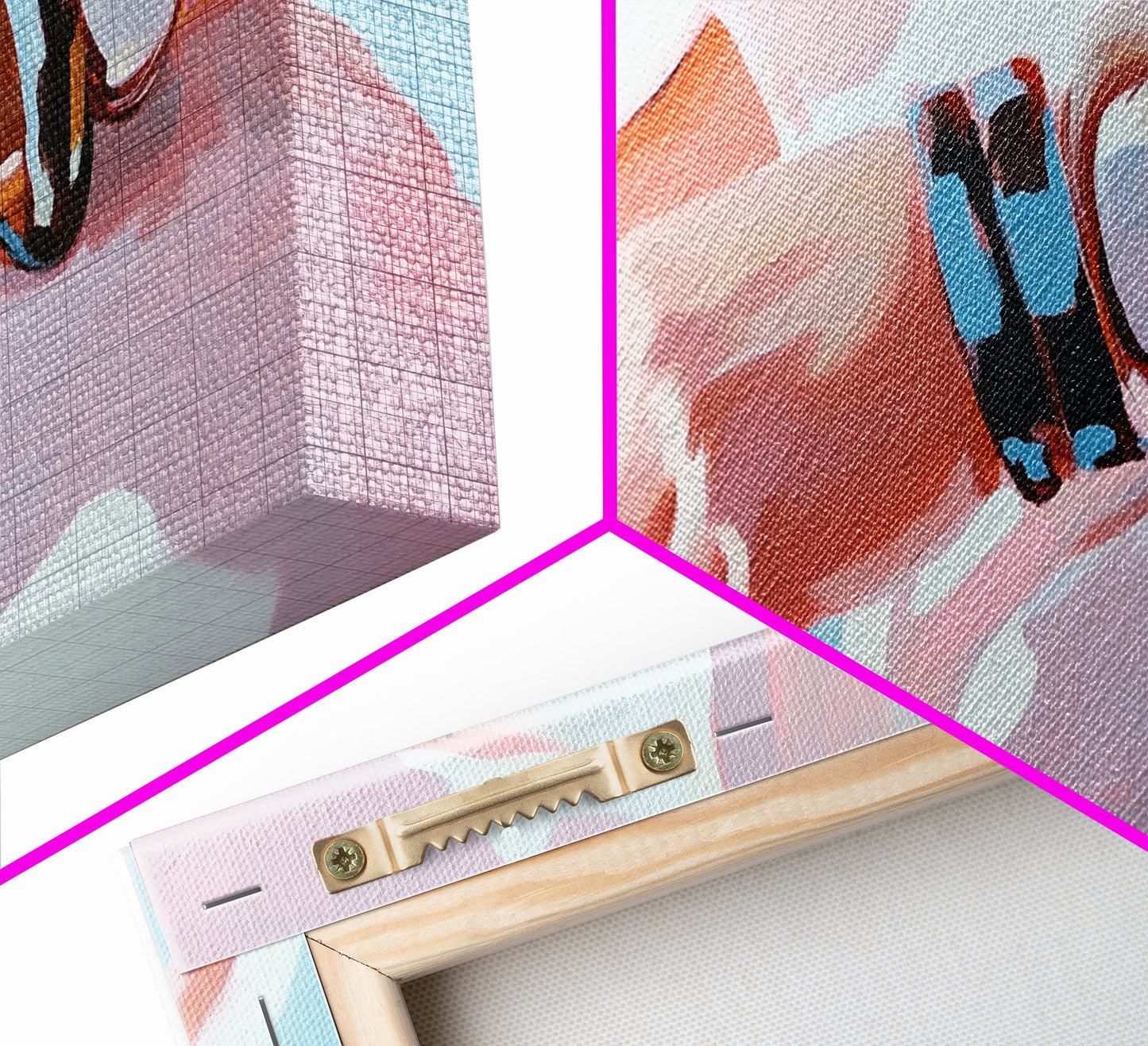 Moderne Mode, auffälliger Schmuck, schicke Kunst, gerahmter Leinwanddruck, zeitgenössische Wandkunst, feminine Dekoration, minimalistische Ästhetik, Schlafzimmerkunst