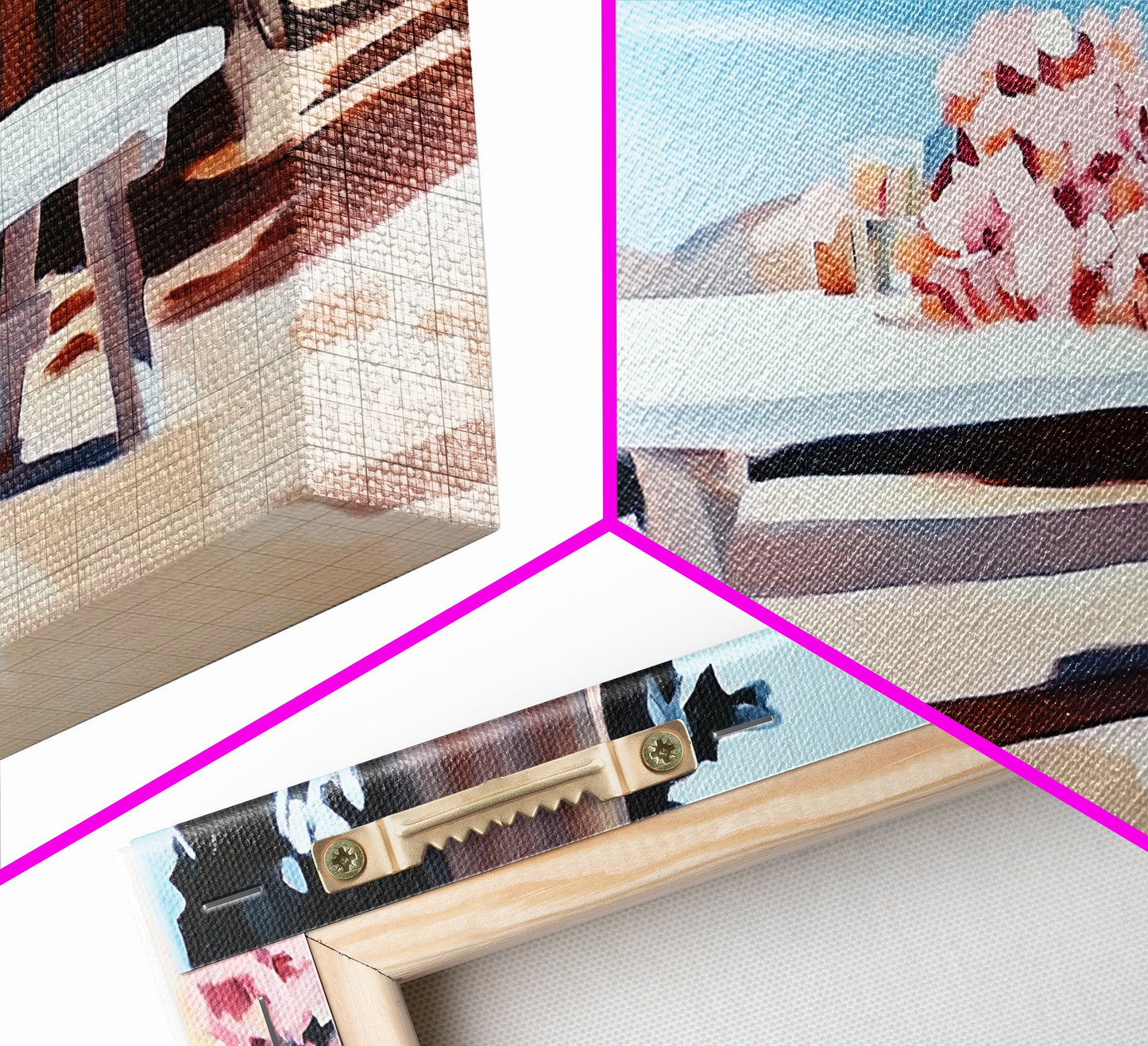 Strandpicknick, Essen am Meer, Sommerliche Wandbilder, Gerahmter Leinwanddruck, Küstendeko, Entspannende Atmosphäre, Küchenkunst, Maritime Ästhetik