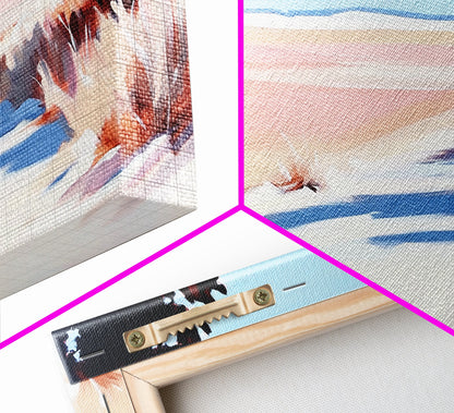 Wüstenpfad, minimalistische Landschaftskunst, warmer Pastelldruck, erdige Ästhetik, rustikale Wanddekoration, Schlafzimmerkunst, Leinwanddruck