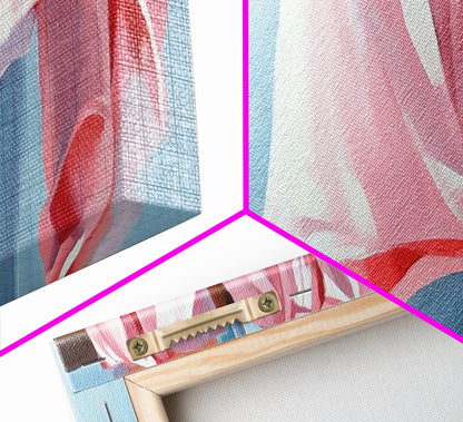 Hanging Shirts, Minimalist Wall Art, Soft Pastel Decor, Boho Chic Painting, Light Blue and Pink, Aesthetic Bedroom Art, Canvas Print