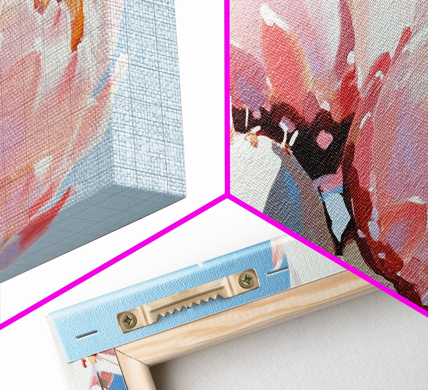 Kaktusblüten, Botanische Wüstenkunst, Leuchtende Sukkulente, Rosa blühender Kaktus, Bohème-Ästhetik, Leinwanddruck, Wohnzimmer