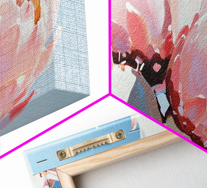 Kaktusblüten, Botanische Wüstenkunst, Leuchtende Sukkulente, Rosa blühender Kaktus, Bohème-Ästhetik, Leinwanddruck, Wohnzimmer