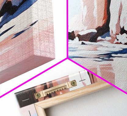 Strandspiegelungen, Felsformationen, Küstenkunst, Leinwanddruck, Wanddekoration im Küstenstil, Meeresgemälde, Wohnzimmerkunst, Minimalistische Strandkunst