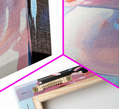 Floral Vase, Soft Pastel Art, Romantic Aesthetic, Elegant Still Life, Framed Canvas Print, Bedroom Wall Art, Feminine Home Decor