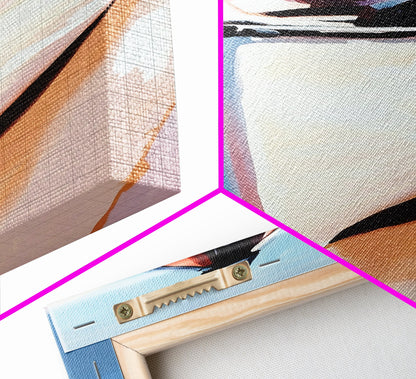 Wooden Boat, Reflection, Nautical Wall Art, Lake House Decor, Modern Impressionism, Blue and White Art, Rustic Style, Framed Canvas Print