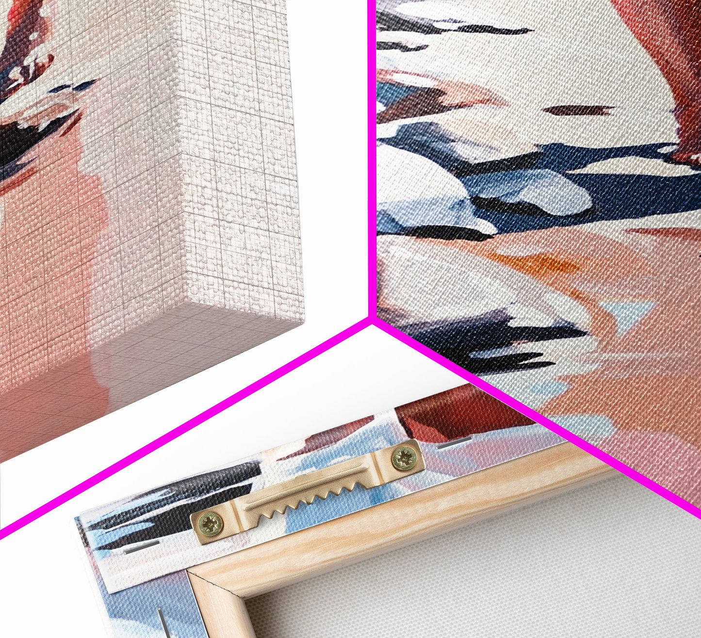 Walking on Rocks, Coastal Reflection, Beach Serenity, Soft Pastel Art, Framed Canvas Print, Nature Home Decor, Modern Wall Art