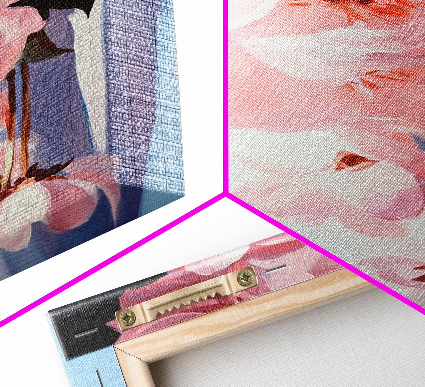 Pink Florals, Botanical Wall Art, Modern Floral Painting, Framed Canvas Print, Boho Decor, Bedroom Wall Art, Pastel Flower Artwork